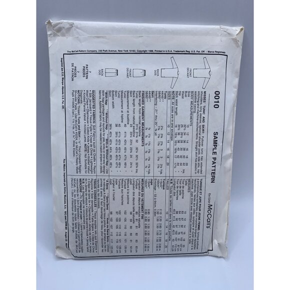 McCall's Misses Shirts Tunic Skirts Sewing Pattern sz 10-20 0010 - uncut - Picture 2 of 2